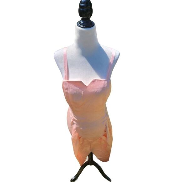 Vintage 80s does 40s peachy pink evening gown dress midi BOW detailed Rhinestone - Picture 4 of 11